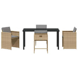 Garden Dining Set with Cushion 5 pcs Beige Poly Rattan 3379997
