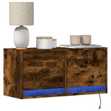 TV Wall Cabinet with LED Lights Smoked Oak 80x31x35 cm 852359