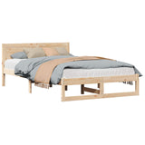 Bed Frame with Headboard Natural 120 x 190 cm Solid Pine Wood 873283