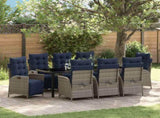 Garden Dining Set with Cushion 9 pcs Grey and Black Rattan 3380588