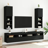 TV Cabinet with LED Lights Black 30.5x30x102 cm 837017