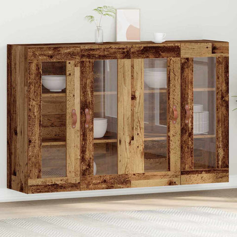 Wall Mounted Cabinet 2 pcs Old wood 69.5 x 34 x 90 cm 3334299