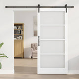 Sliding Door ORKDAL White 93 x 202 cm Solid Pine Wood and Glass 3331980