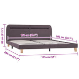 Bed Frame with LED without Mattress Taupe Fabric 150x200 cm King Size 281094