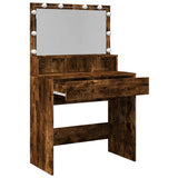 Dressing Table with LED Smoked Oak 80x41x134.5 cm 848189