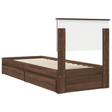 Storage Bed with Drawer Brown Oak 75 x 190 cm Engineered Wood 3410853