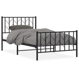 Metal Bed Frame without Mattress with Footboard Black 100x200cm 374450