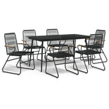 7 Piece Garden Dining Set Black PVC Rattan 3060270