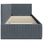Corner Bed Frame with Headboard Dark grey 80 x 200 cm Velvet 42016247