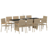 Garden Dining Set 11 pcs Beige Poly Rattan 3365419
