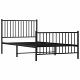 Metal Bed Frame without Mattress with Footboard Black 100x200cm 350877