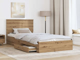 Bed Frame with Drawer Artisan Oak 100 x 200 cm Engineered Wood 3409693