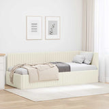 Corner Bed Frame with Headboard Cream 80 x 200 cm Velvet 42016253