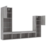 4 Piece TV Wall Units with LED Grey Sonoma Engineered Wood 3216659