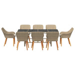 Garden Dining Set with Cushion 9 pcs Beige Poly Rattan 3261630