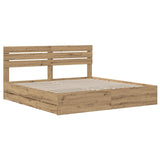 Bed Frame with Storage and Headboard Artisan Oak 180 x 200 cm 3445825