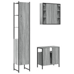 ZNTS 3 Piece Bathroom Cabinet Set Grey Sonoma Engineered Wood 3214738