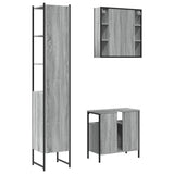 ZNTS 3 Piece Bathroom Cabinet Set Grey Sonoma Engineered Wood 3214738