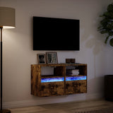 TV Wall Cabinets with LED Lights 2 pcs Smoked Oak 41x31x45 cm 852322