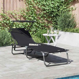 Folding Sun Lounger Folding Black 190 x 57 x 81 cm Oxford 42003129