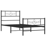 ZNTS Metal Bed Frame without Mattress with Footboard Black 90x200cm 355278