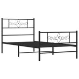 ZNTS Metal Bed Frame without Mattress with Footboard Black 90x200cm 355278