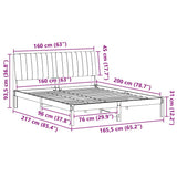 Bed Frame with Headboard Brown 150 x 200 cm Solid Pine Wood 3394415
