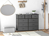 Bedroom Chest of Drawers, 10 Drawer Dresser with Foldable Fabric Drawers and Steel Frame, Black T3398P344326