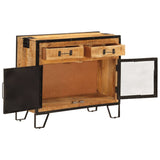 Sideboard 80x31x66 cm Solid Rough Wood Mango and Metal 355843