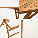 Garden Dining Set Folding 7 pcs Cream White Solid Acacia Wood 3375743