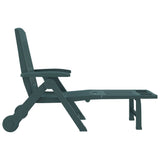 Folding Sun Lounger with Wheels Green PP 364697