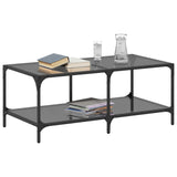 Coffee Table with Black Glass Top 98.5x50x40 cm Steel 845981