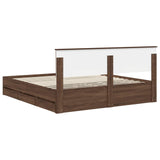 Bed Frame with Drawer Brown Oak 200 x 200 cm Engineer Wood 3407955