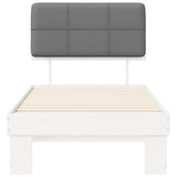 Bed Frame with Upholstered Headboard White and Light grey 877463