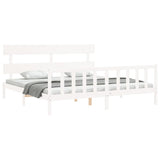 Bed Frame without Mattress White Super King Size Solid Wood Pine 3193287