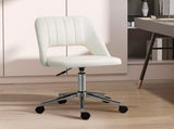 Armless Velvet-Feel Office Chair - Cream White T3398P340988