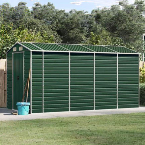 Garden Shed Green 191x385x198 cm Galvanised Steel 3188234