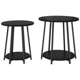 Side Table Set with Shelf 2 pcs Black Oak 869702
