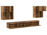 TV Wall Cabinet Set with LED Lights with LED 7 pcs Old Wood 3402794