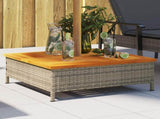Parasol Base Cover Grey 70x70x25 cm Poly Rattan and Acacia 365953