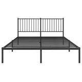 Metal Bed Frame without Mattress with Headboard Black 150x200cm 350866