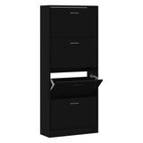Shoe Cabinet Black 63x24x147 cm Engineered Wood 342544