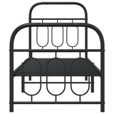 Metal Bed Frame without Mattress with Footboard Black 75x190cm 377125