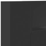 Storage Headboard with LED Black Engineered Wood 3418648
