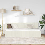 Corner Bed Frame with Headboard Cream 80 x 200 cm Velvet 42016253