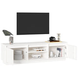 TV Cabinet White 140x35x40 cm Solid Wood Pine 840413