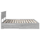 Bed Frame with Drawer Grey Sonoma 200 x 200 cm Engineered Wood 3408227