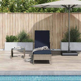 Sun Lounger Grey and Navy Blue 55 x 200 x 92 cm Poly Rattan 365431