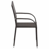 Dining Chair Set of 6 Brown PE Rattan, Powder-Coated Steel 310086
