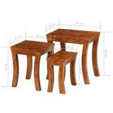 Nesting Table Set 3 Pieces Solid Acacia Wood 50x35x50 cm Brown 246101